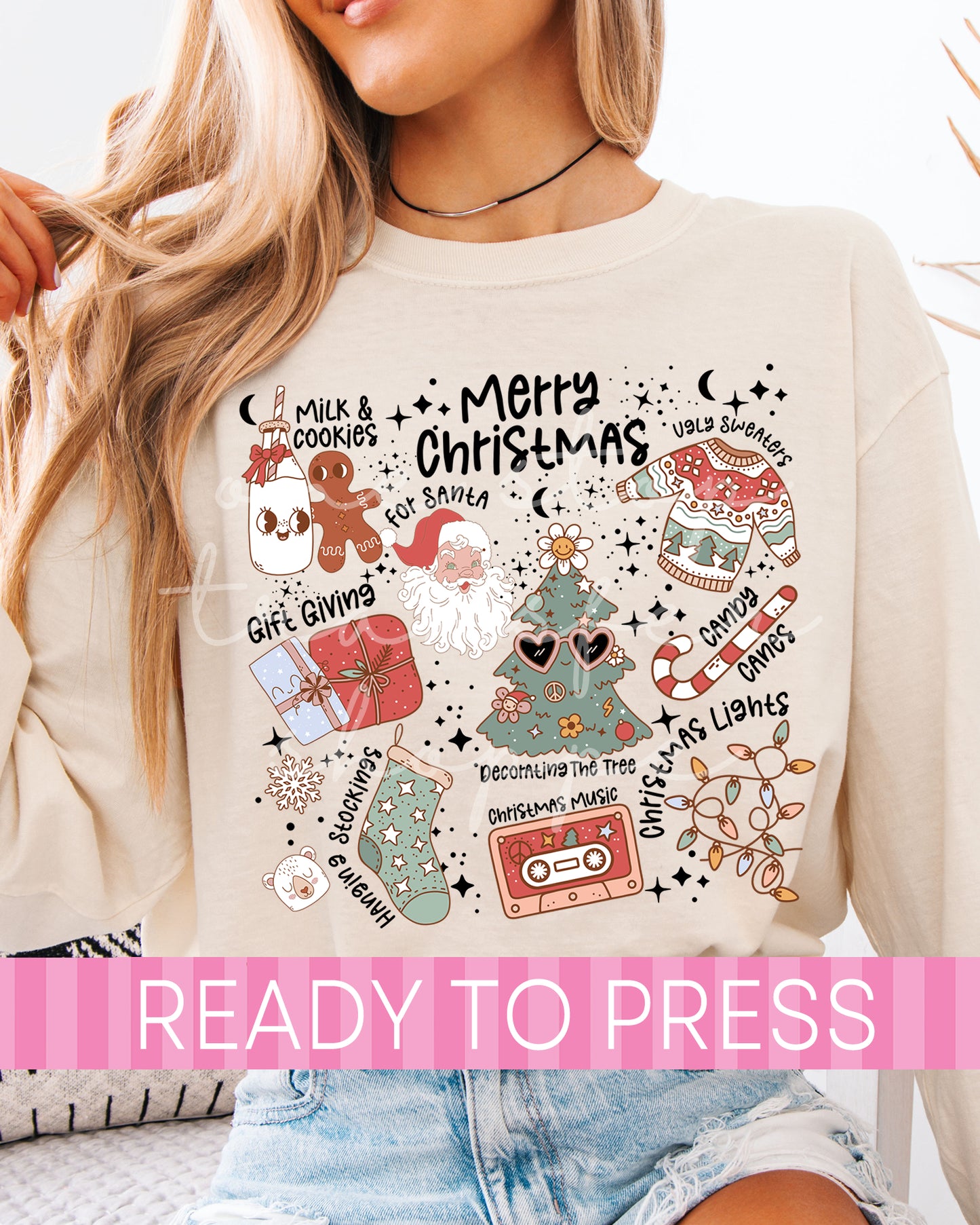 Retro Christmas Icons - Ready to Press DTF Transfers