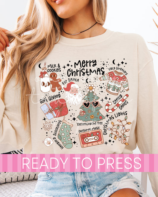 Retro Christmas Icons - Ready to Press DTF Transfers