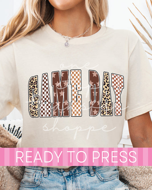 Brown Checker Game Day - Ready to Press DTF Transfers
