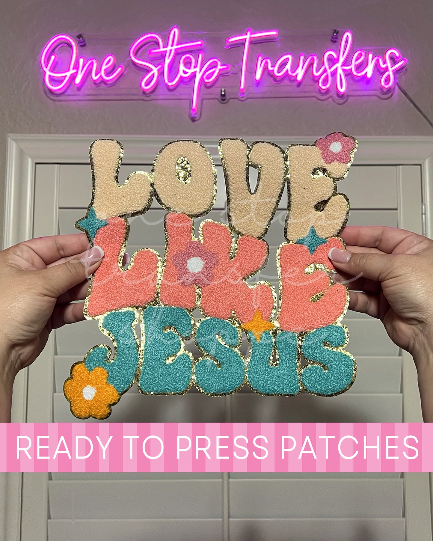 Pastel Love Like Jesus Chenille Iron On Patch - Ready to Press Patches