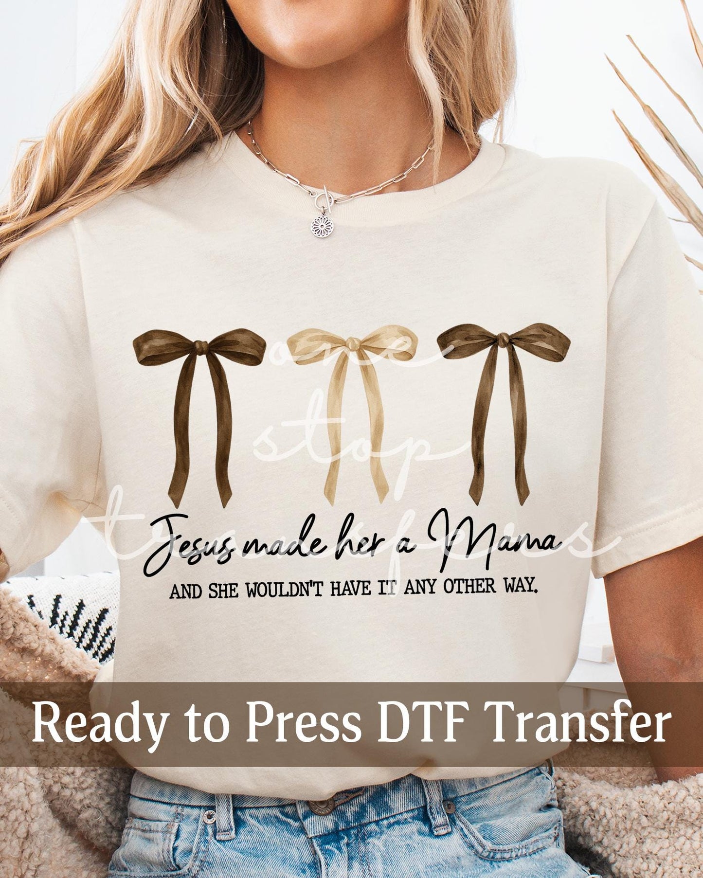 Triple Brown Coquette Jesus Made Her a Mama - Ready to Press DTF Transfers
