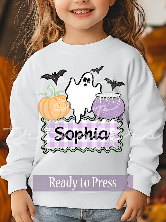 Custom Name Preppy Halloween Ghost - Ready to Press DTF Transfers
