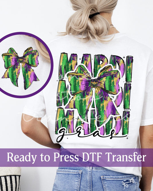 Faux Glitter Stacked Watercolor Mardi Gras - Ready to Press DTF Transfers