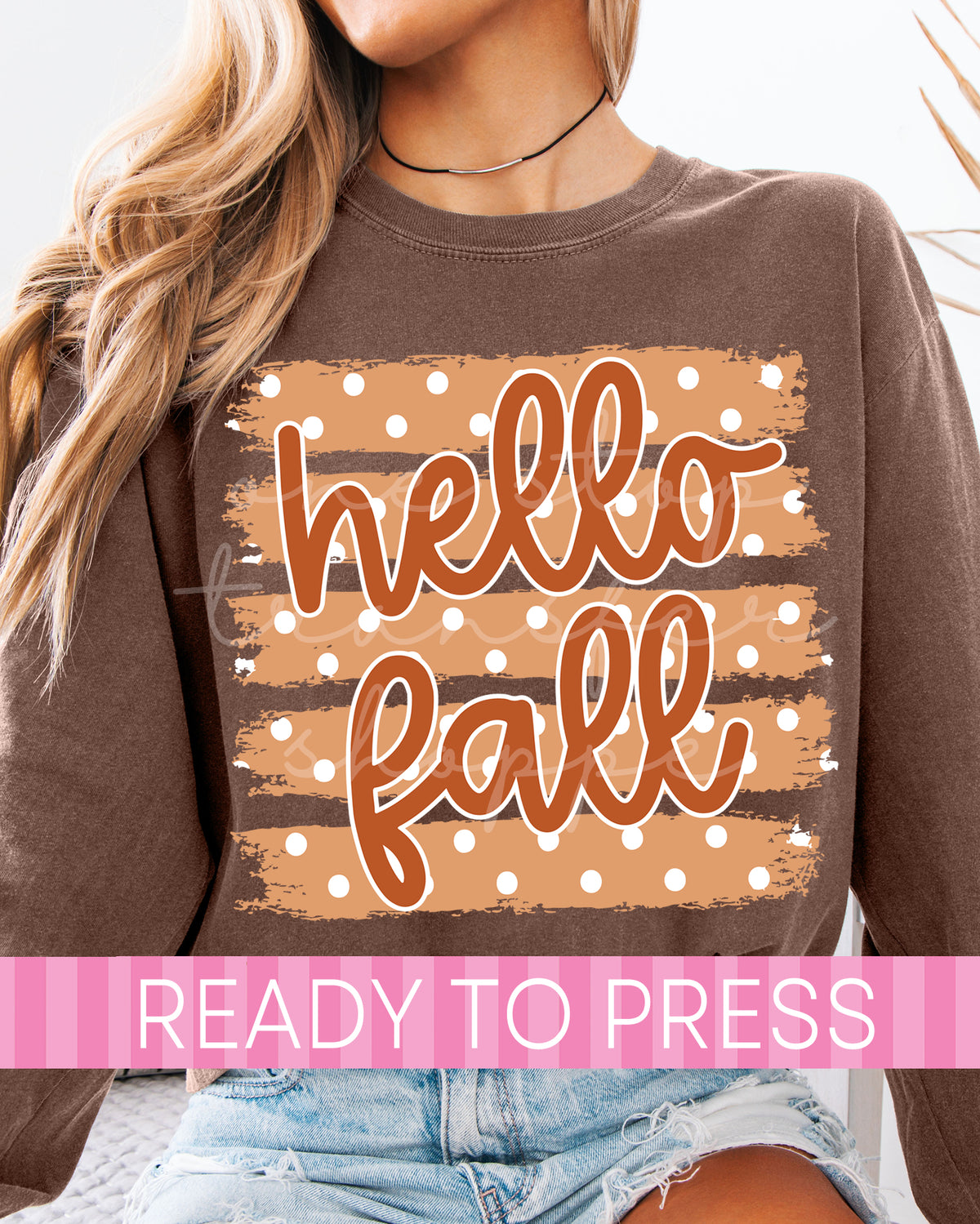Polka Dot Striped Hello Fall - Ready to Press DTF Transfers