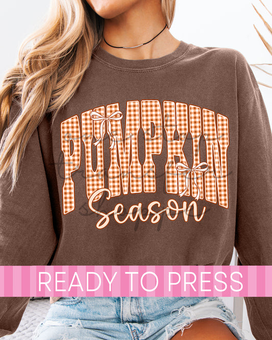 Preppy Coquette Gingham Pumpkin Season - Ready to Press DTF Transfers