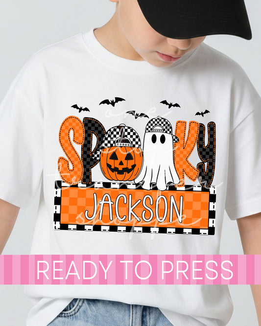 Custom Name Boy Checker SPOOKY DTF Transfer - Ready to Press DTF Transfers