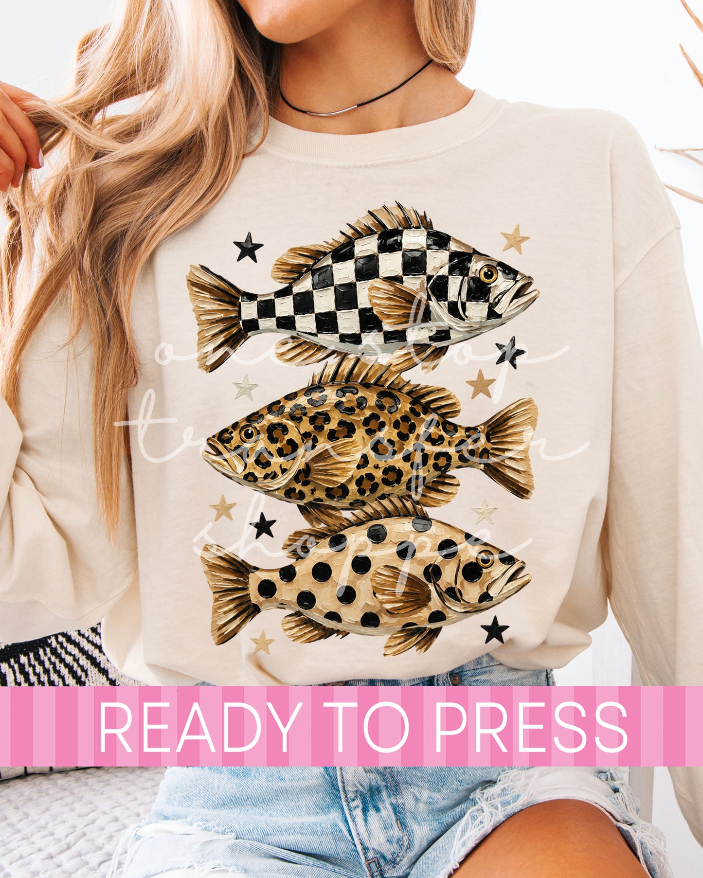 Fancy Boujee Leopard Checker Preppy Fish - Ready to Press DTF Transfers