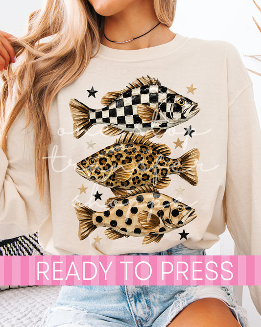 Fancy Boujee Leopard Checker Preppy Fish - Ready to Press DTF Transfers