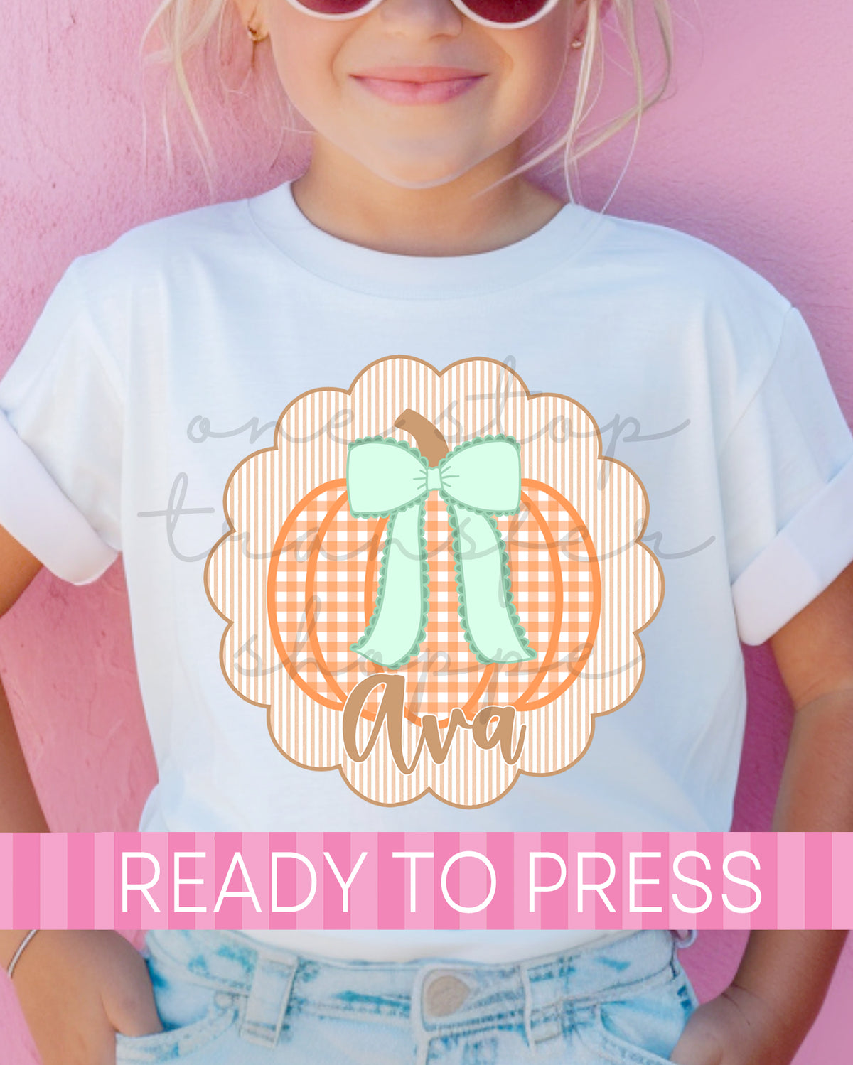 Custom Name Coquette Gingham Pumpkin - Ready to Press DTF Transfers