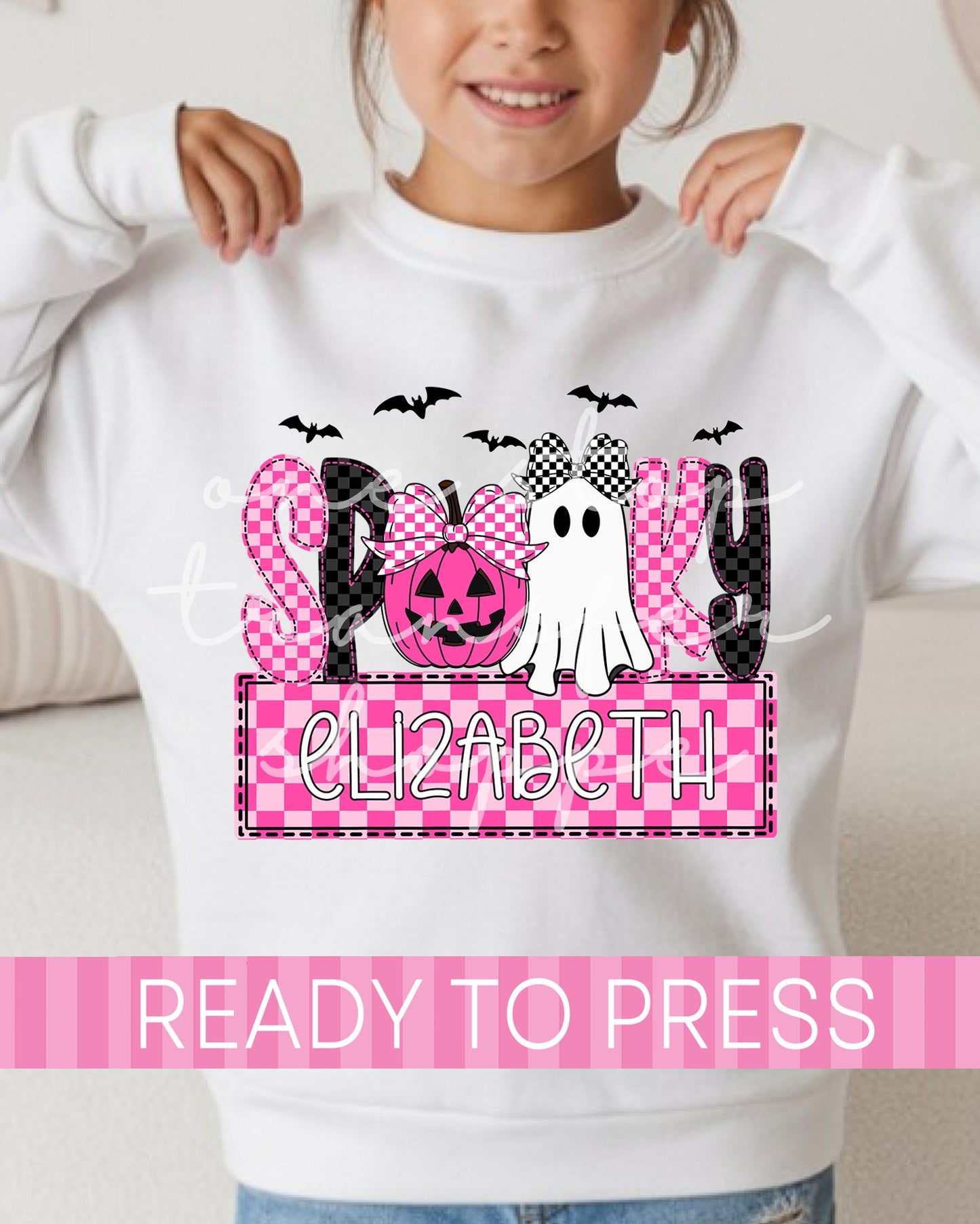 Custom Name Girl Checker SPOOKY DTF Transfer - Ready to Press DTF Transfers