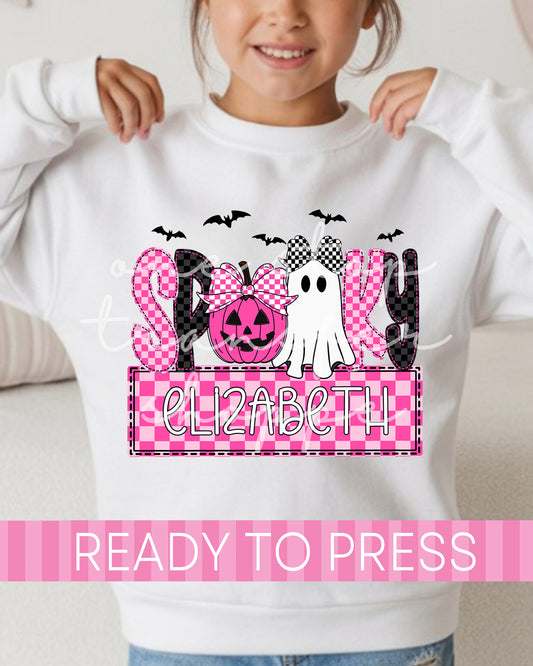 Custom Name Girl Checker SPOOKY DTF Transfer - Ready to Press DTF Transfers