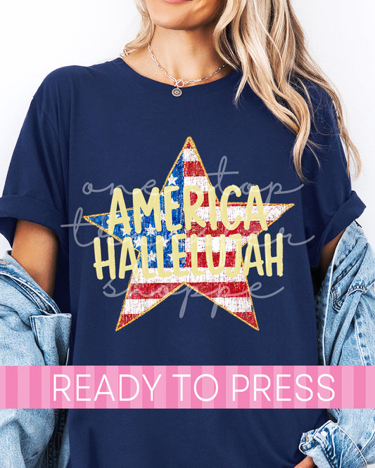 America Hallelujah Star - Ready to Press DTF Transfers