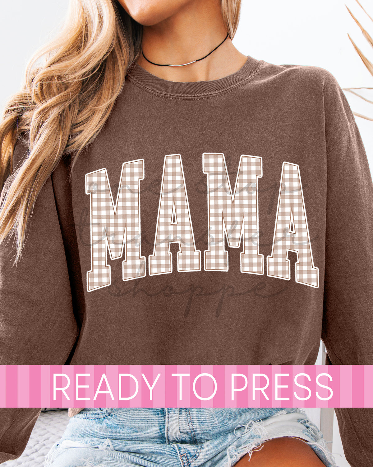 Preppy Brown Gingham Fall MAMA - Ready to Press DTF Transfers