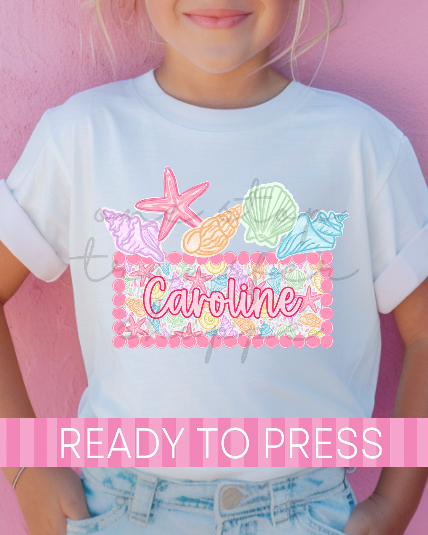 Custom Girl Seashells Name Plate - Ready to Press DTF Transfers