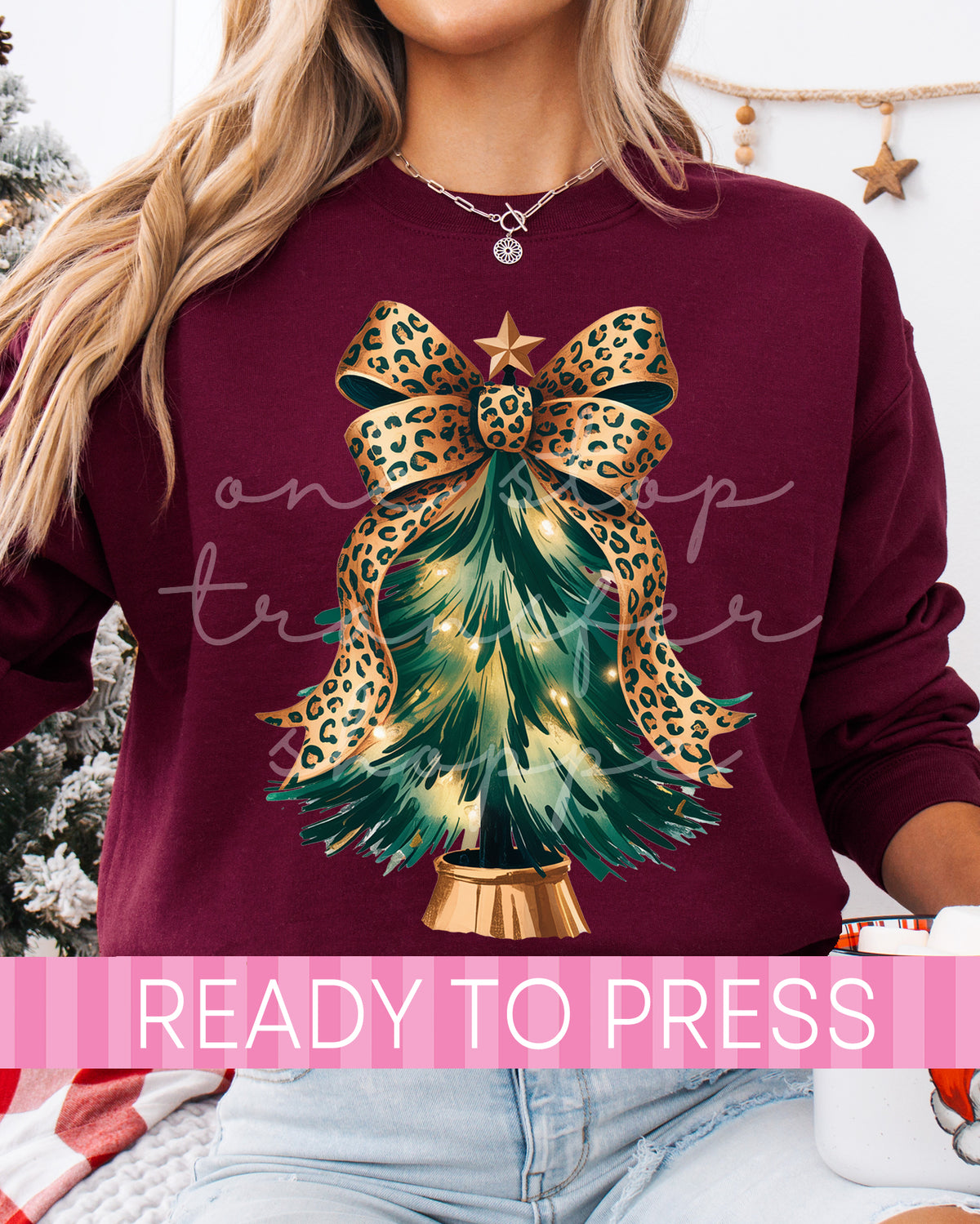 Leopard Bow Coquette Christmas Tree - Ready to Press DTF Transfers