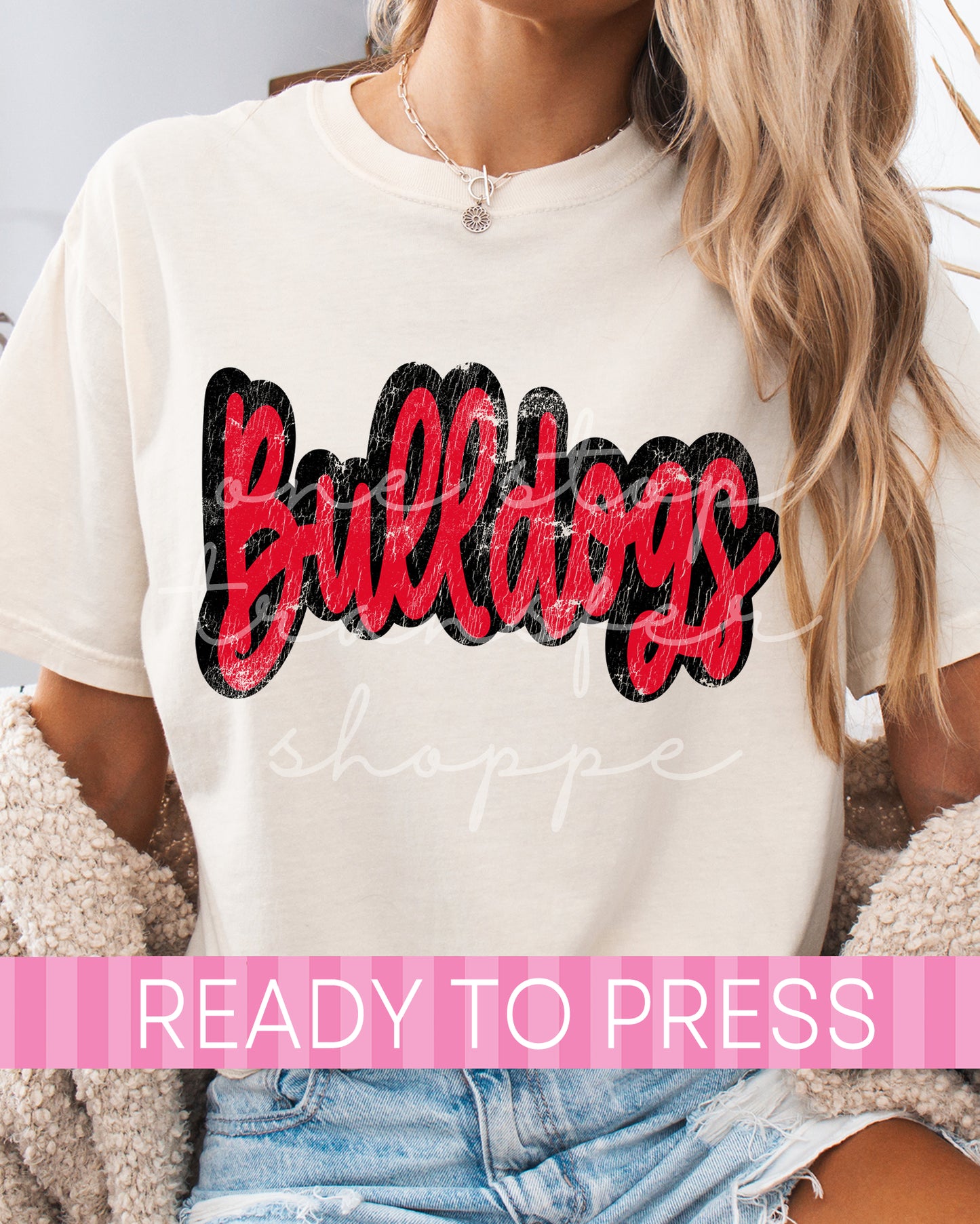 Red Distressed Bulldogs Mascot - Ready to Press DTF Transfers