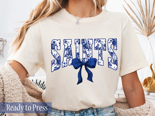 Coquette Chinoiserie Varsity SAINTS - Ready to Press DTF Transfers