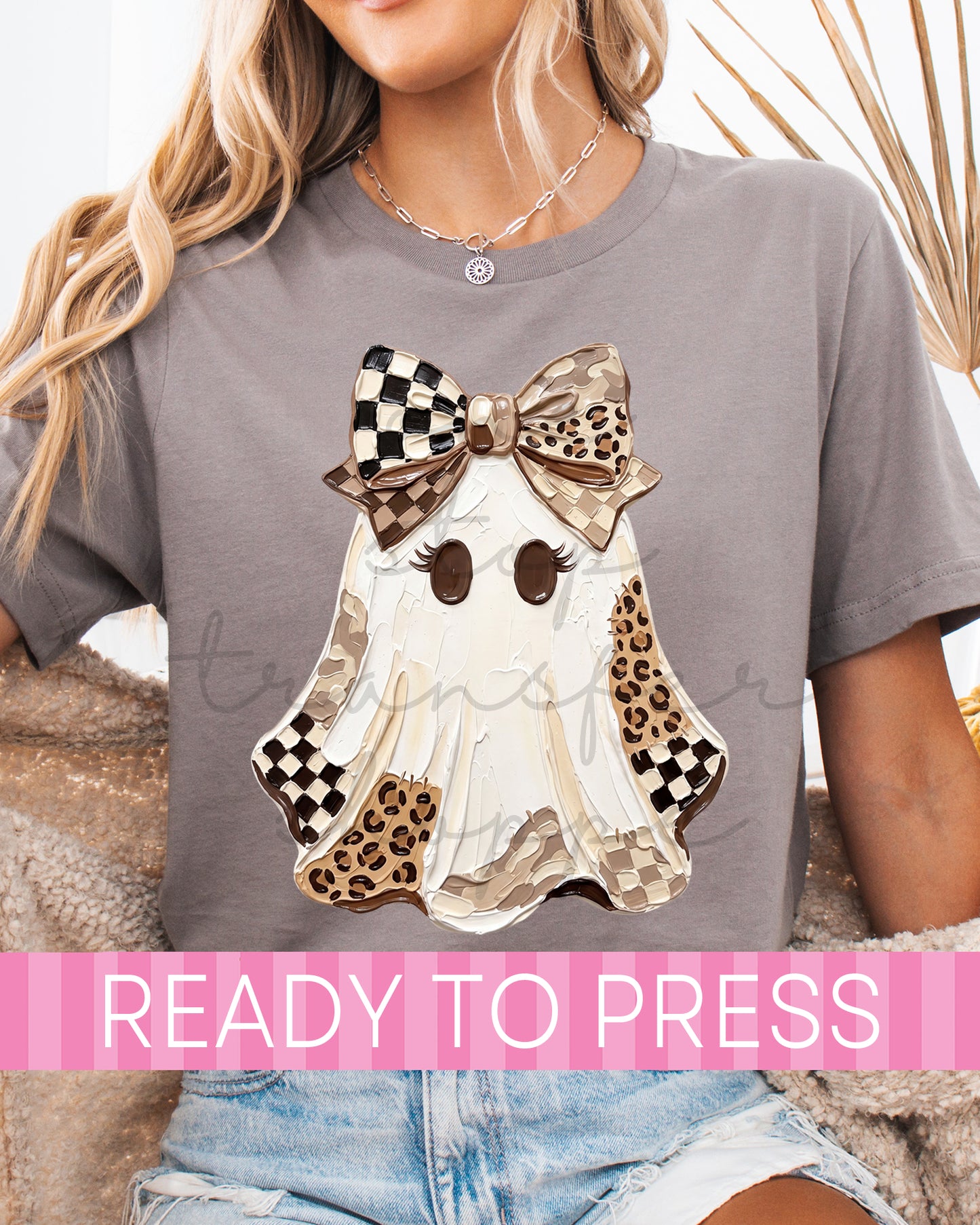 Leopard Checker Patch Coquette Ghost - Ready to Press DTF Transfers