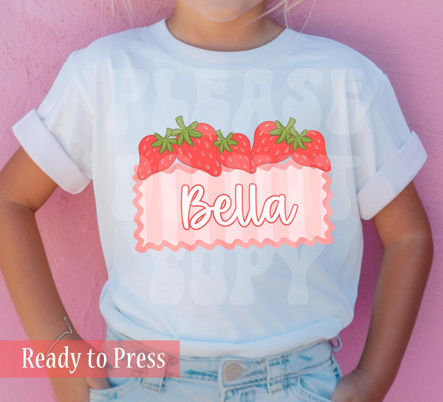 Custom Strawberries Name Plate - Ready to Press DTF Transfers