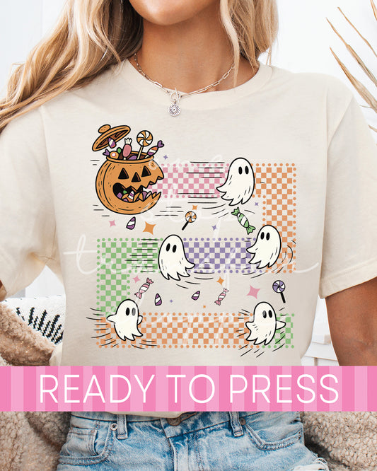 Retro Arcade Halloween Ghosts - Ready to Press DTF Transfers