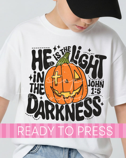 Halloween He Is the Light In The Darkness John 1:5 - Ready to Press DTF Transfers