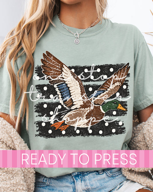 Polka Dot Striped Duck Hunt - Ready to Press DTF Transfers