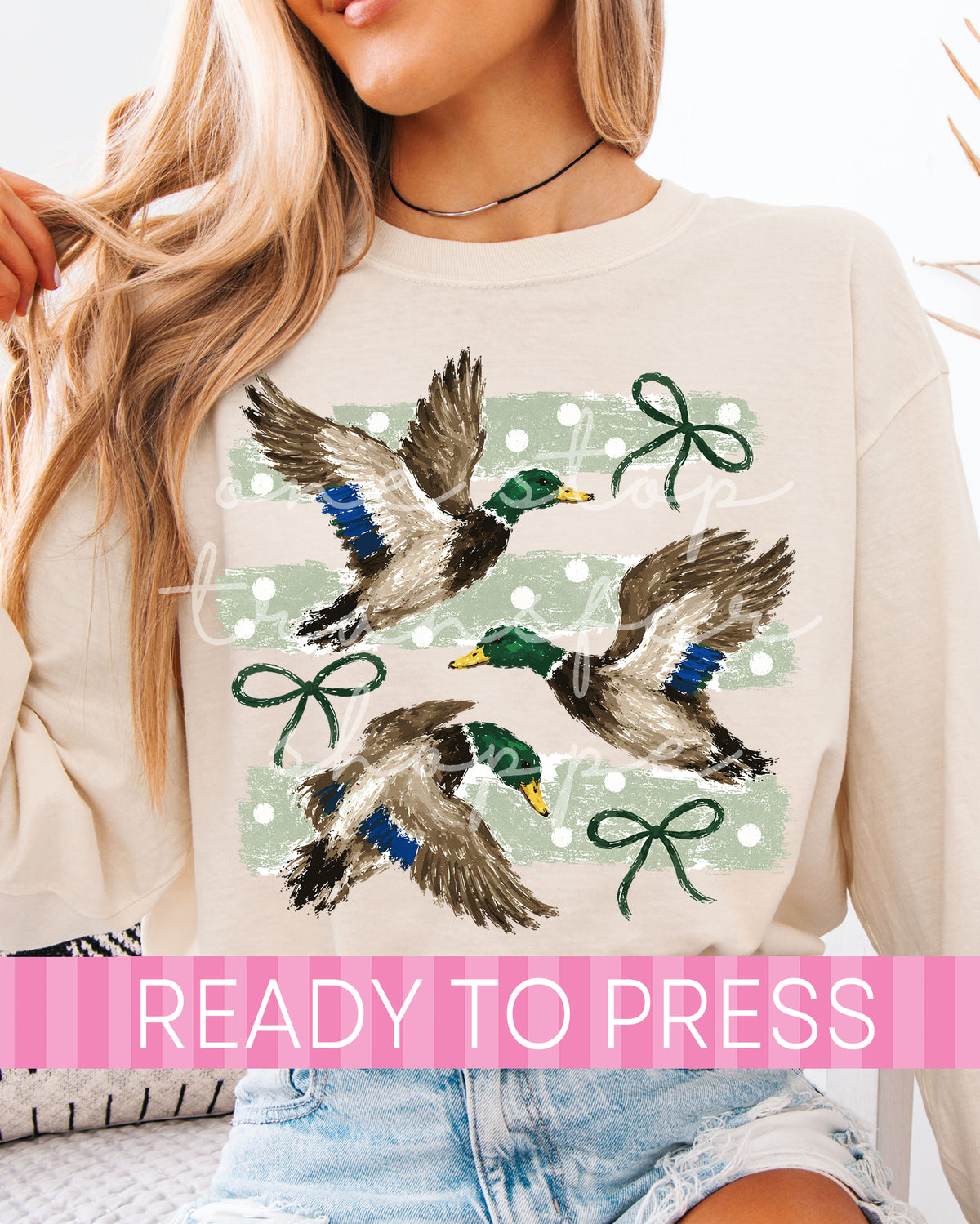 Polka Dot Striped Coquette Ducks - Ready to Press DTF Transfers