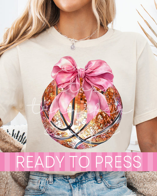 Pink Coquette Disco Basketball - Ready to Press DTF Transfers