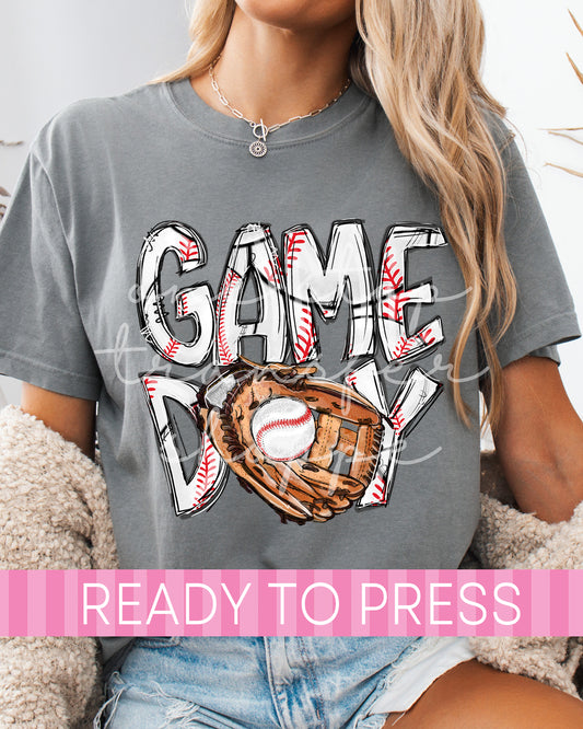 Baseball Game Day Glove - Ready to Press DTF Transfers