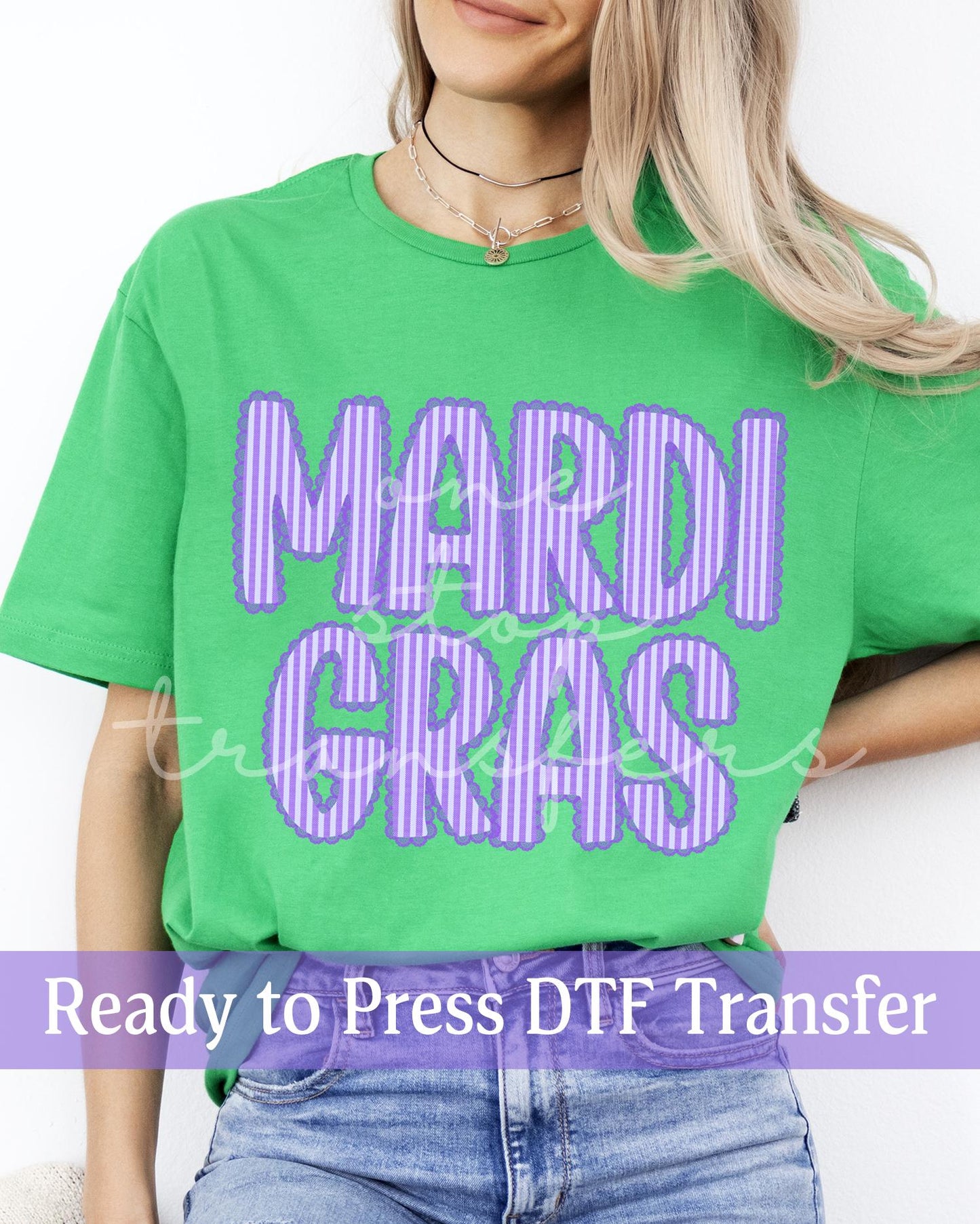 Shabby Chic Purple Stripes Preppy Mardi Gras - Ready to Press DTF Transfers