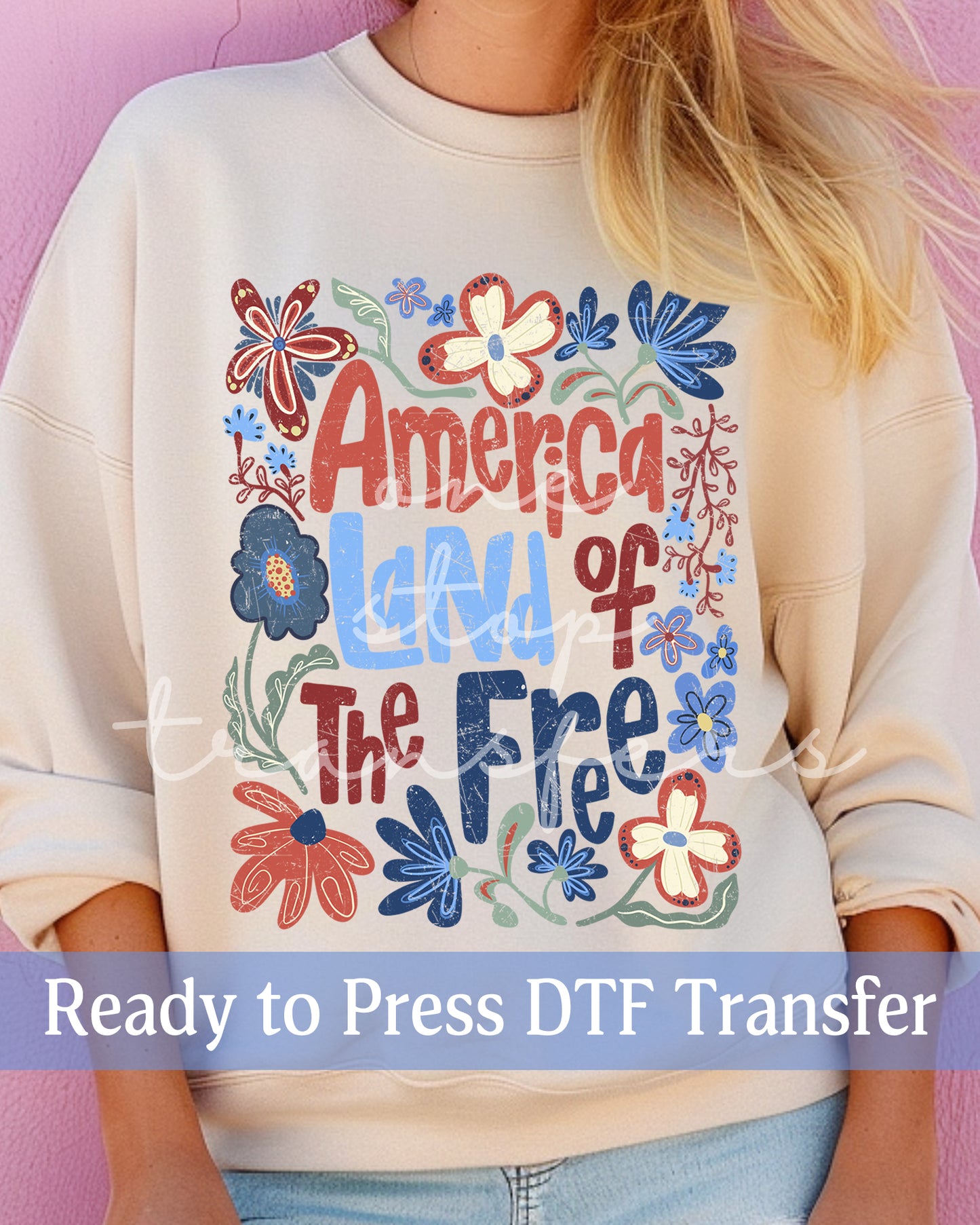 Boho Floral America Land Of The Free - Ready to Press DTF Transfers