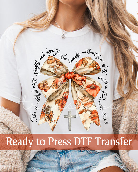 Fall Coquette Proverbs 31:25 - Ready to Press DTF Transfers