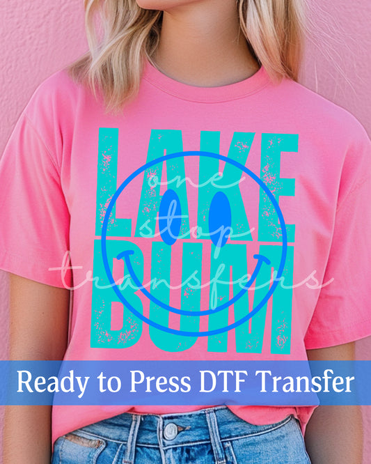 Distressed Lake Bum Smiley Face - Ready to Press DTF Transfers