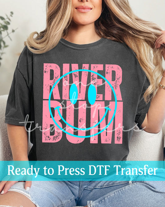 Distressed River Bum Smiley Face - Ready to Press DTF Transfers