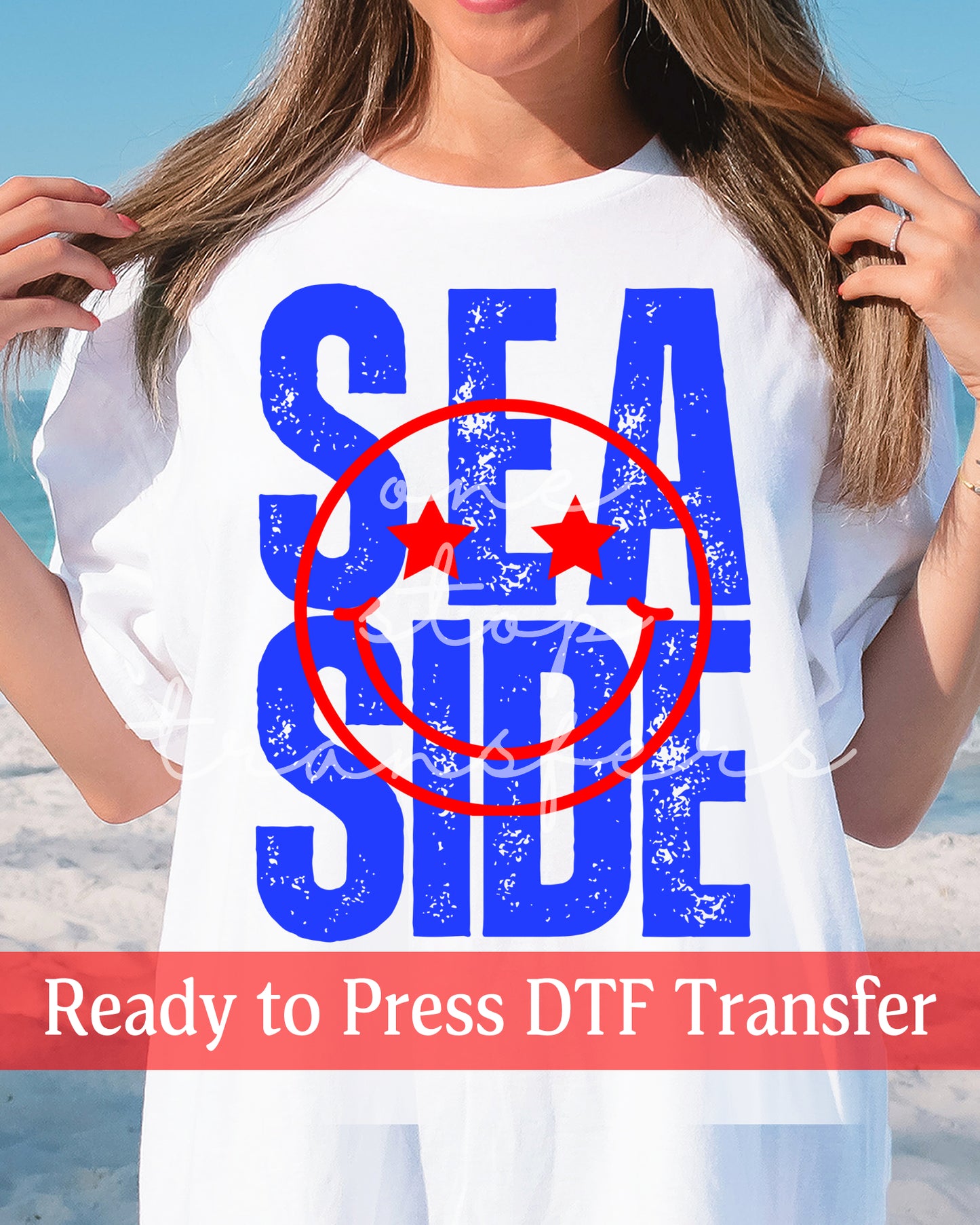 Distressed Seaside Smiley Face - Ready to Press DTF Transfers