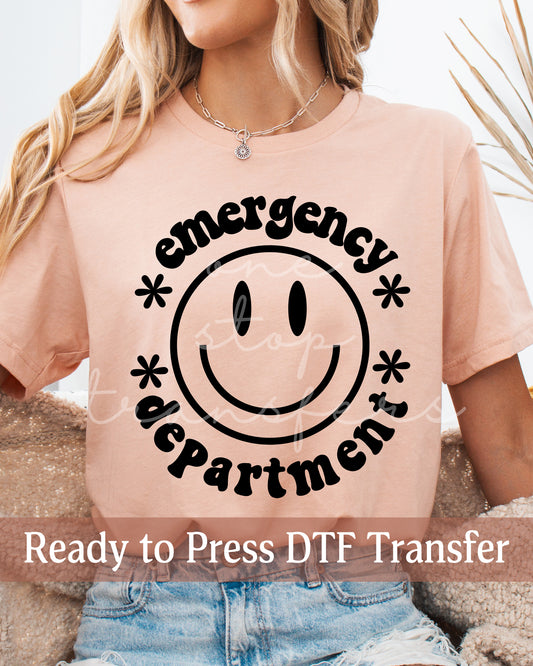 Emergency Department Smiley Face - Ready to Press DTF Transfers