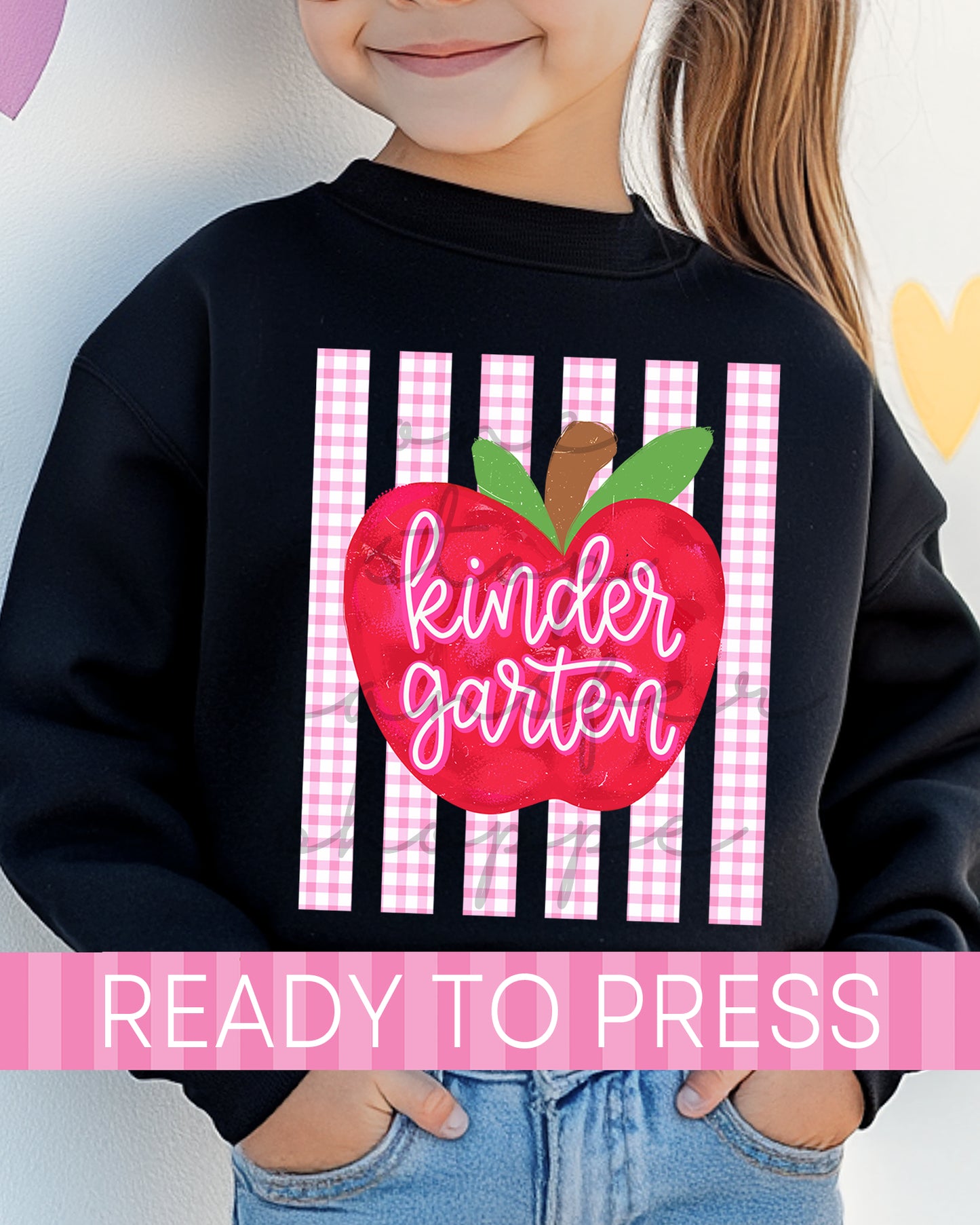 Pre-K - 4th Gingham Stripes Apple Grades - Ready to Press DTF Transfers