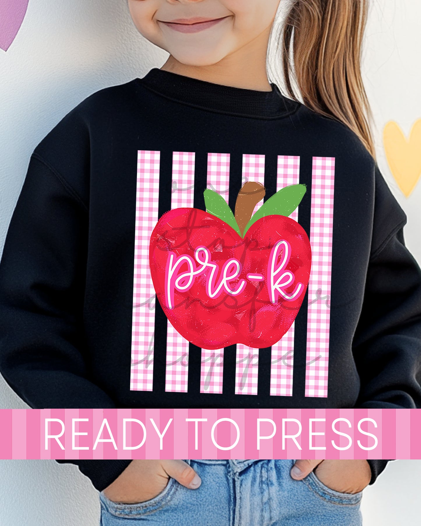 Pre-K - 4th Gingham Stripes Apple Grades - Ready to Press DTF Transfers