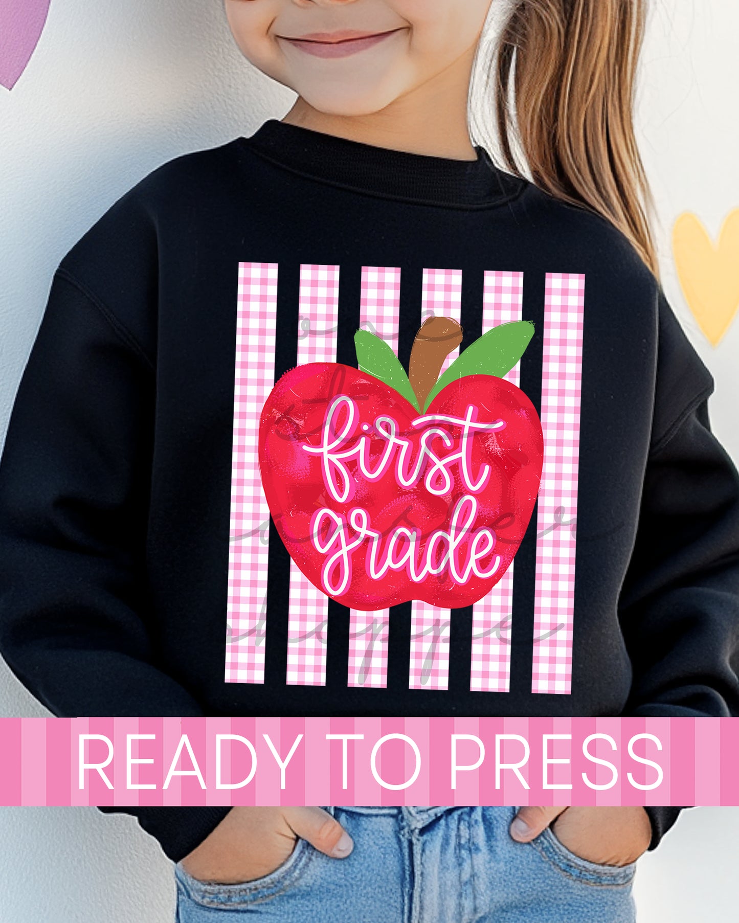 Pre-K - 4th Gingham Stripes Apple Grades - Ready to Press DTF Transfers
