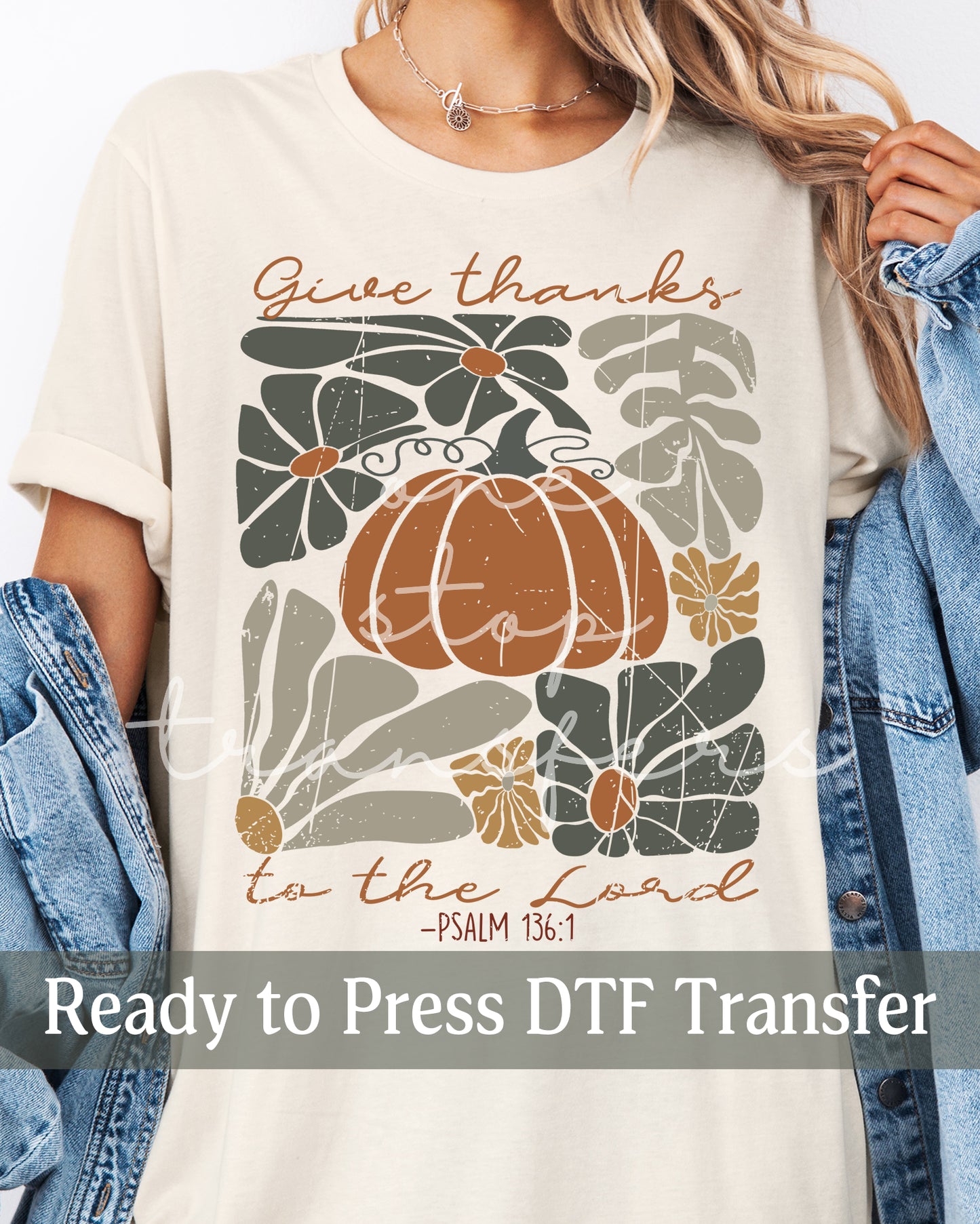 Thanksgiving Give Thanks To The Lord Psalm 136:1 - Ready to Press DTF Transfers