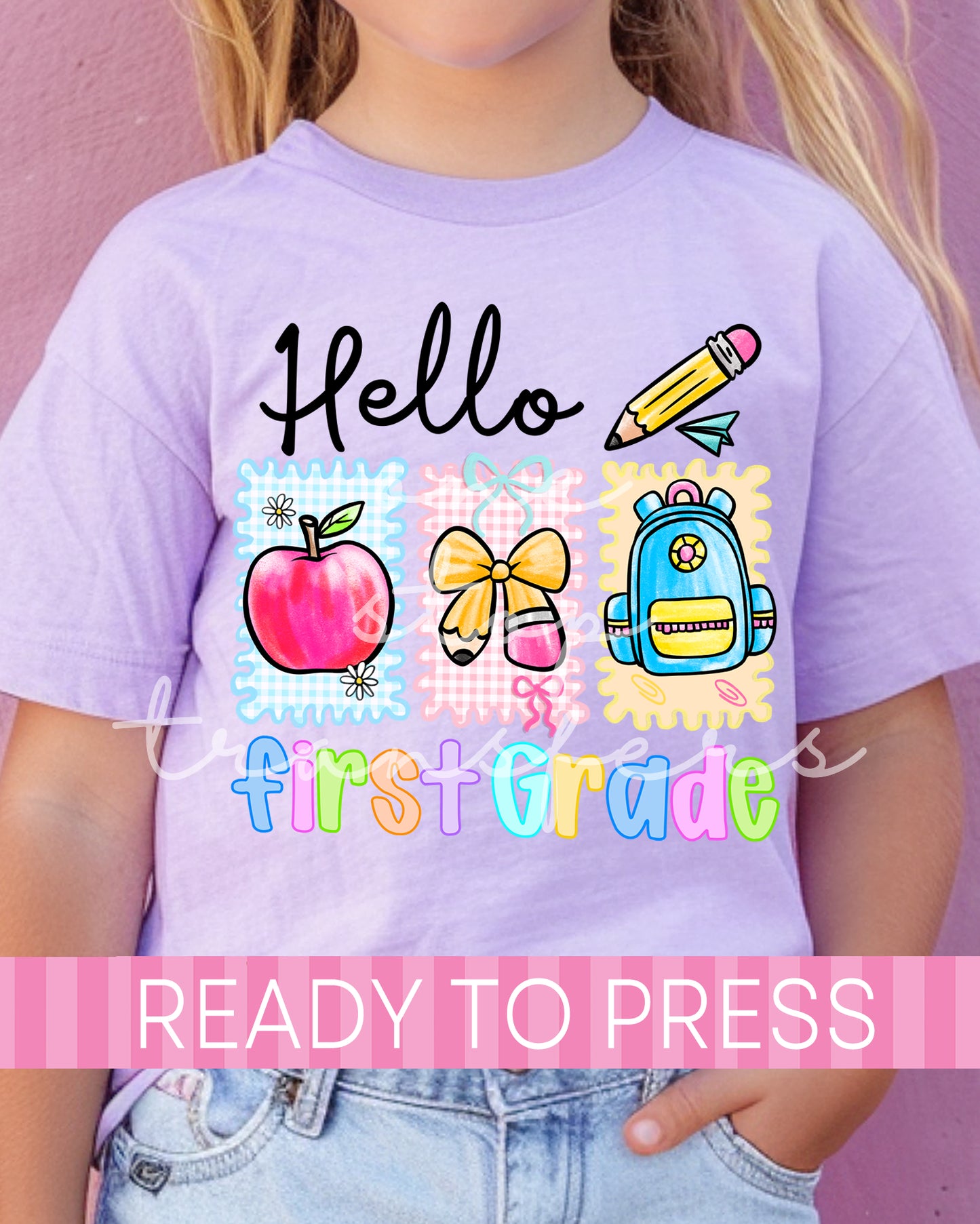 Pre-K -5th Grade Preppy Hello School Grades - Ready to Press DTF Transfers