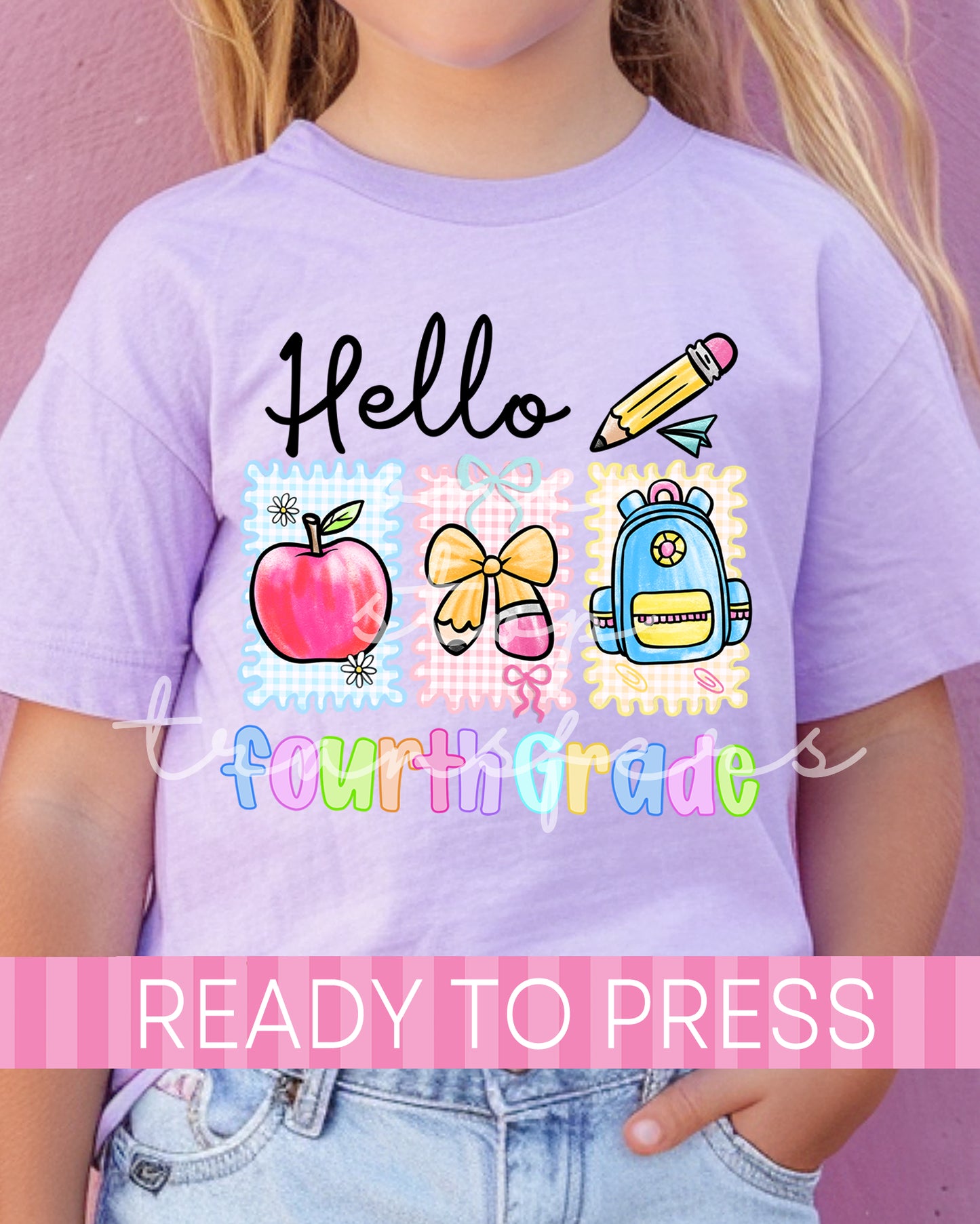 Pre-K -5th Grade Preppy Hello School Grades - Ready to Press DTF Transfers
