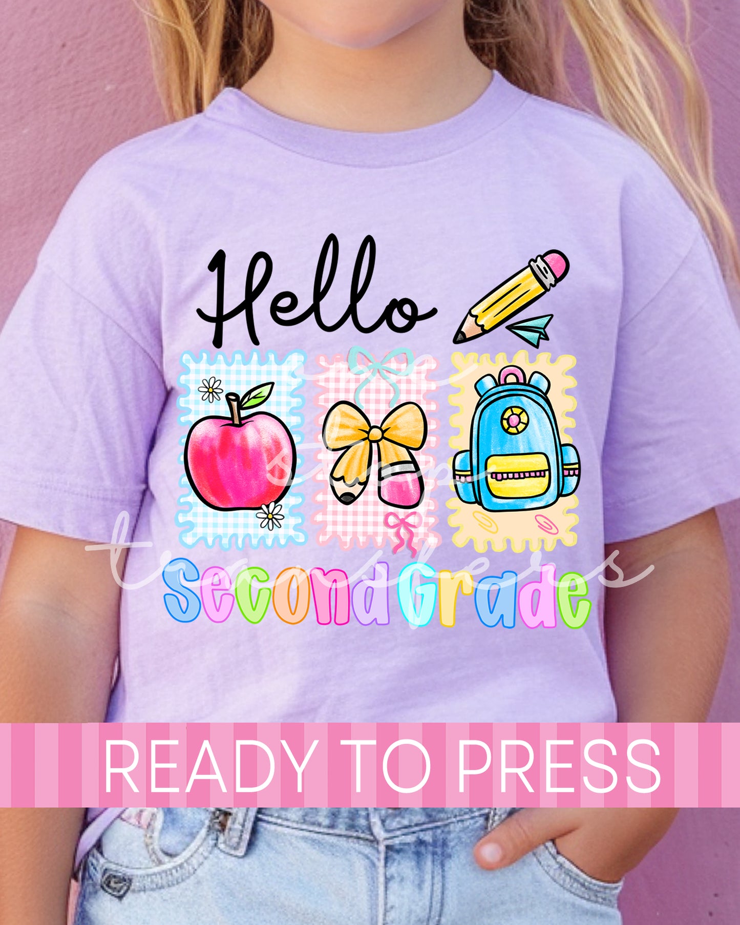 Pre-K -5th Grade Preppy Hello School Grades - Ready to Press DTF Transfers