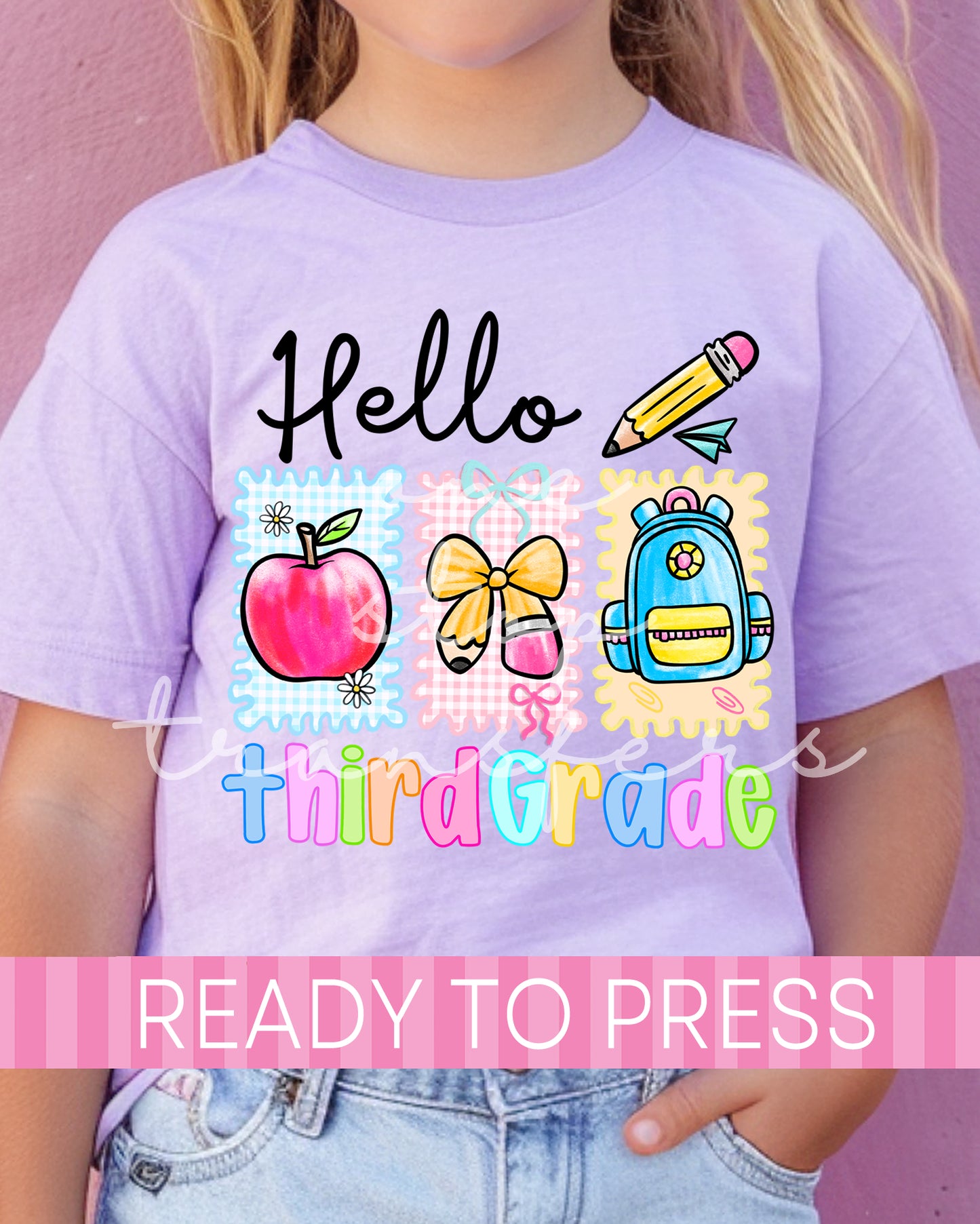 Pre-K -5th Grade Preppy Hello School Grades - Ready to Press DTF Transfers