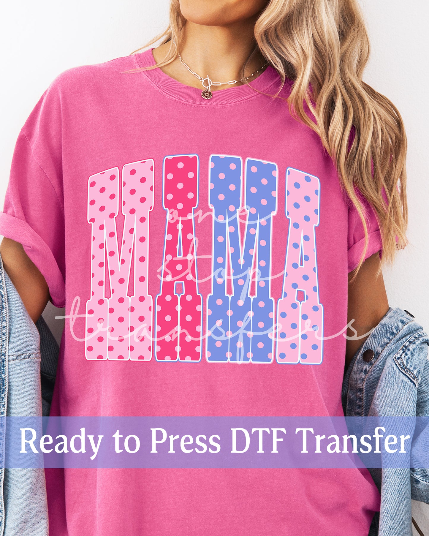 Pink and Purple Polka Dot MAMA - Ready to Press DTF Transfers