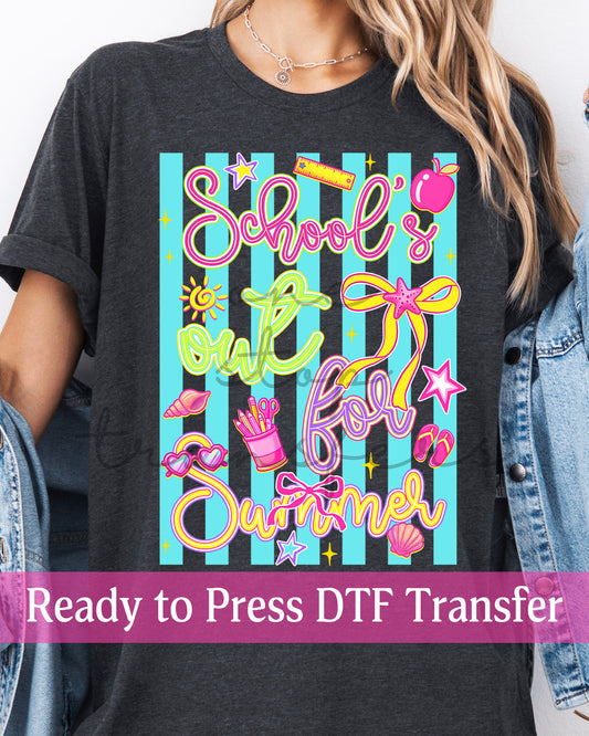 Preppy Summer Stripes School's Our For Summer - Ready to Press DTF Transfers
