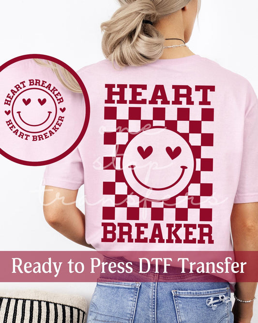 Valentine's Day Checker Smiley Face Heart Breaker - Ready to Press DTF Transfers