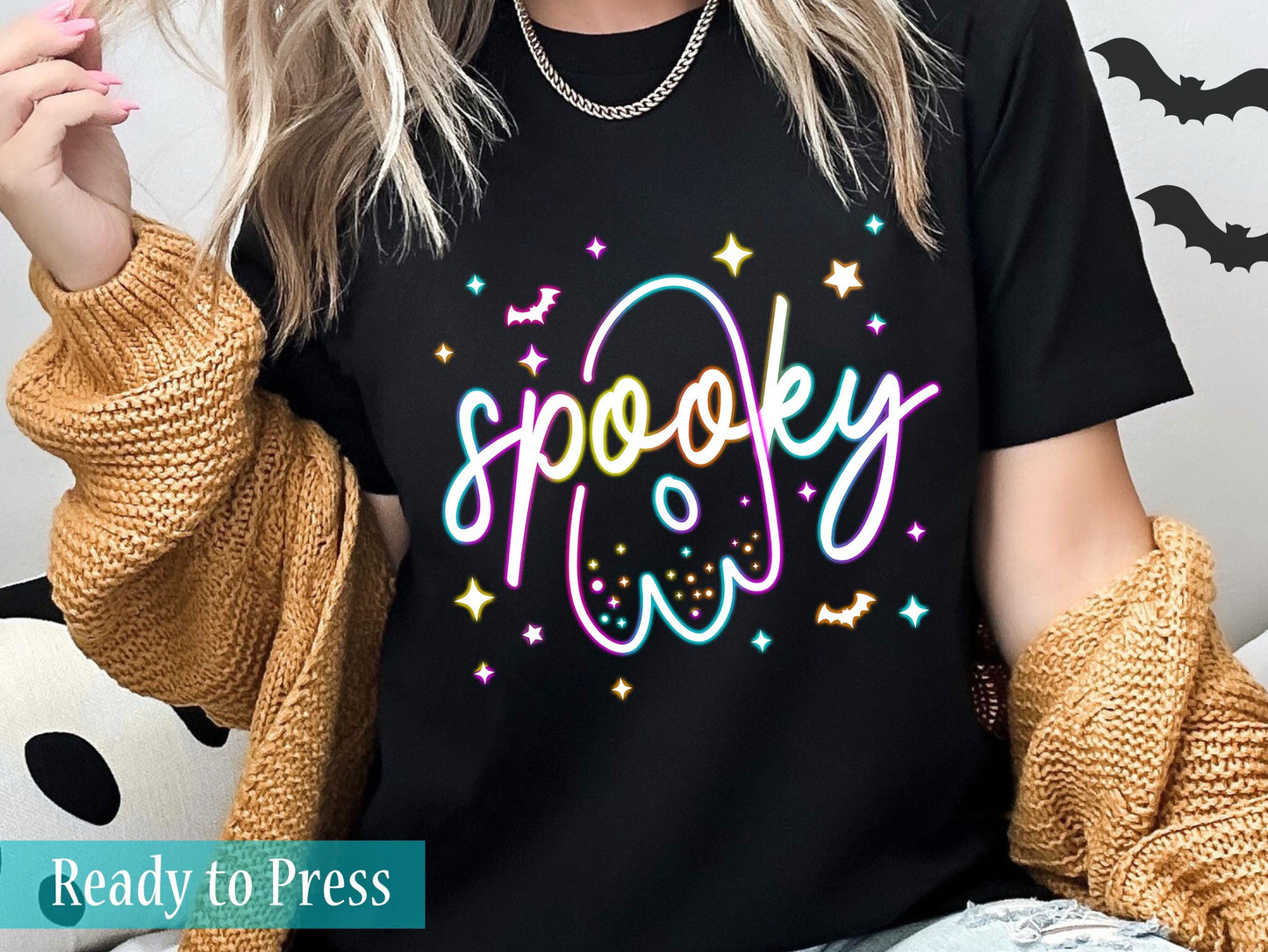 Neon Halloween Spooky Ghost - Ready to Press DTF Transfers