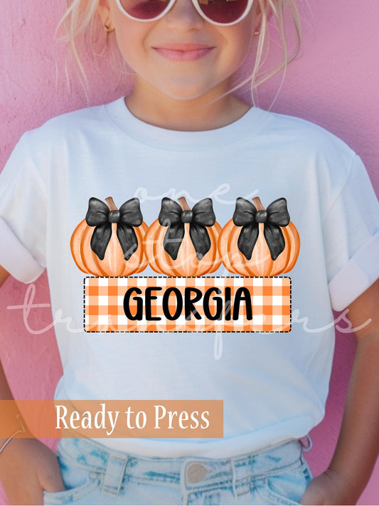Custom Name Preppy Coquette Trio Pumpkins - Ready to Press DTF Transfers