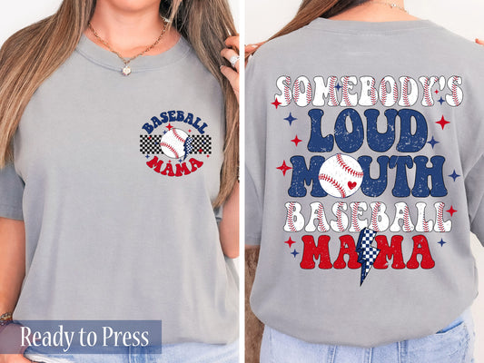 Somebody's Loud Mouth Baseball Mama with Pocket - Ready to Press DTF Transfers
